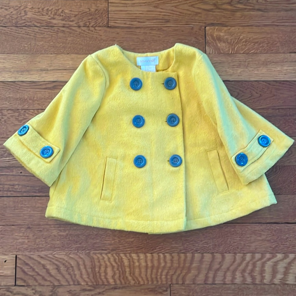 Kids wool blend swing coat with button details by Savannah size 24 months